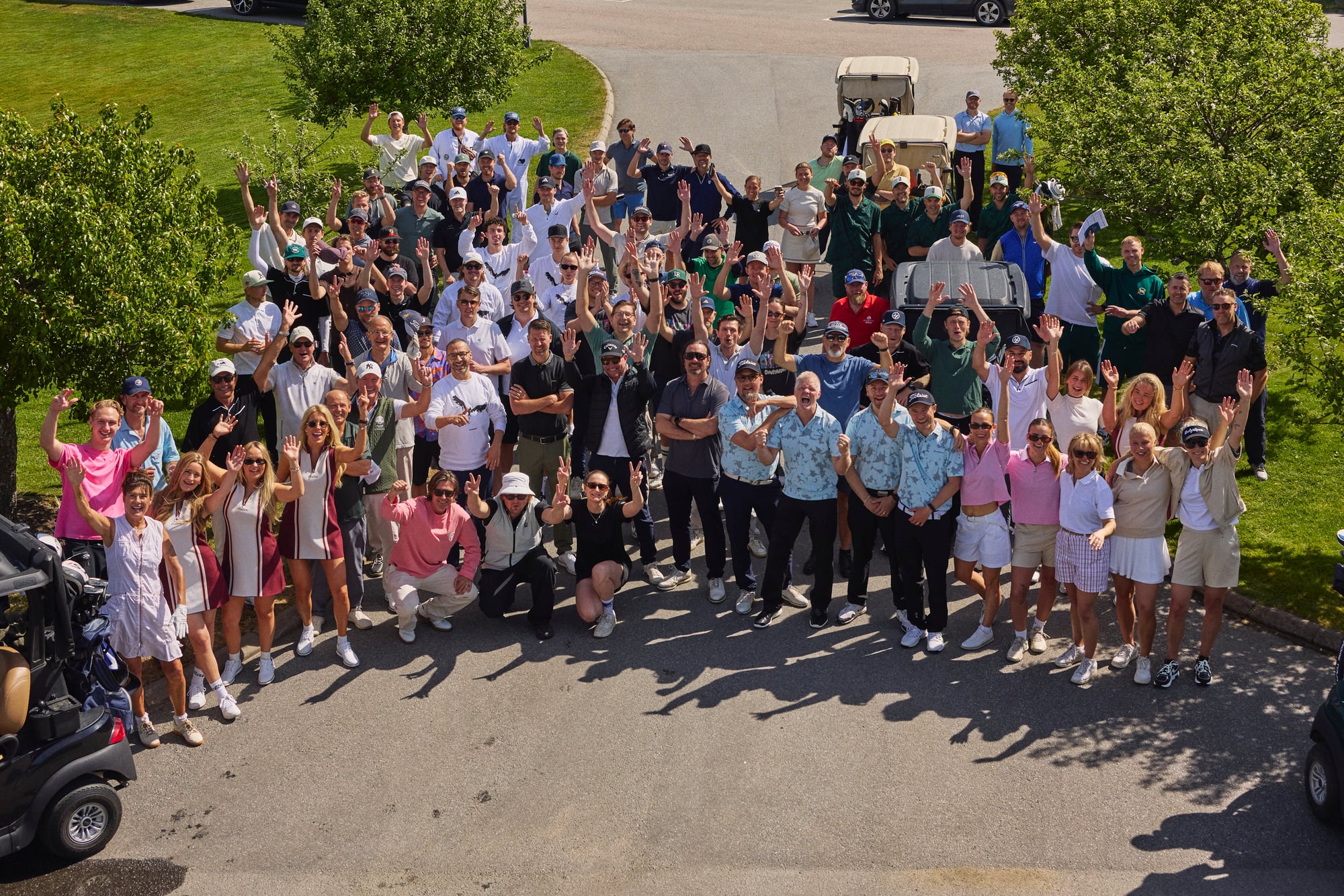 Alla 70 deltagare på Hjärtslag Invitational 2026 på Kallfors Golfklubb.